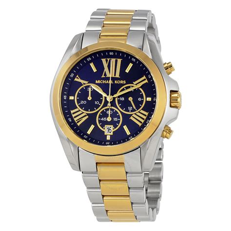 michael kors blue face two tone watch|Michael Kors lexington chronograph watch.